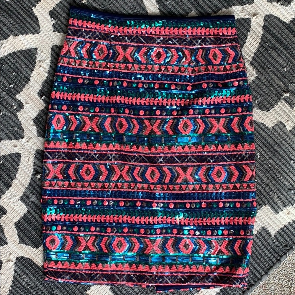 Multi colored sequin pencil skirt.